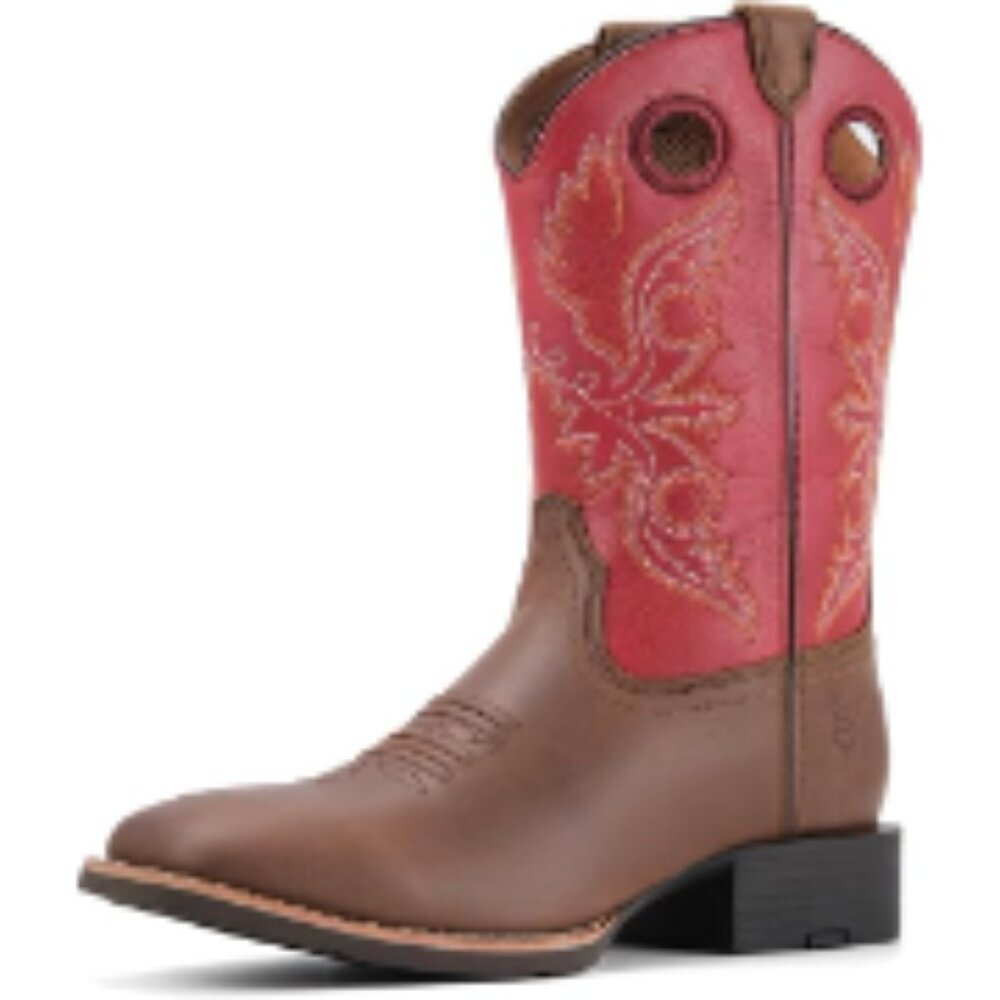 Full-Grain Leather Western Boots, Square Toe, Slip Resistant, Pull On